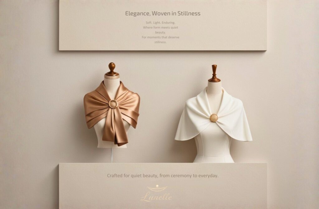 ストールリング＆ブローチ活用図（小物で固定）