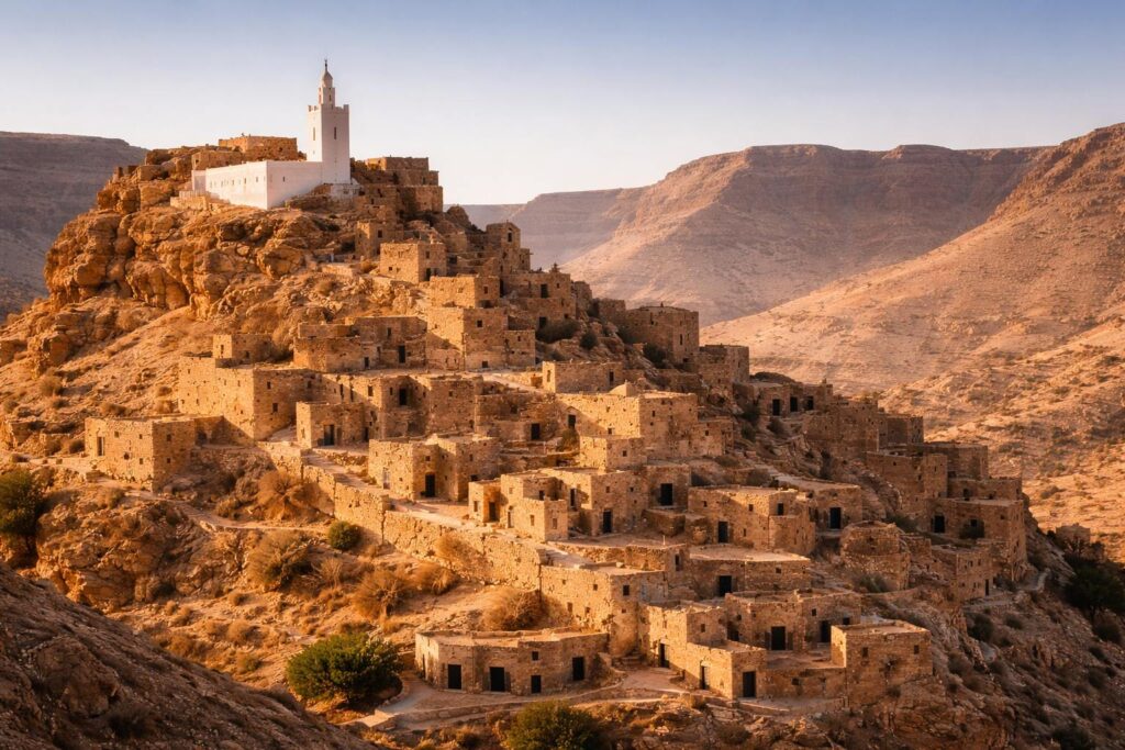 シェニニの丘上村落（遠景）