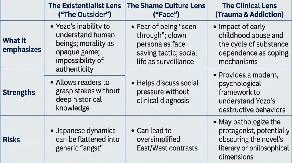 Comparison Table of the Three Major Interpretive Lenses